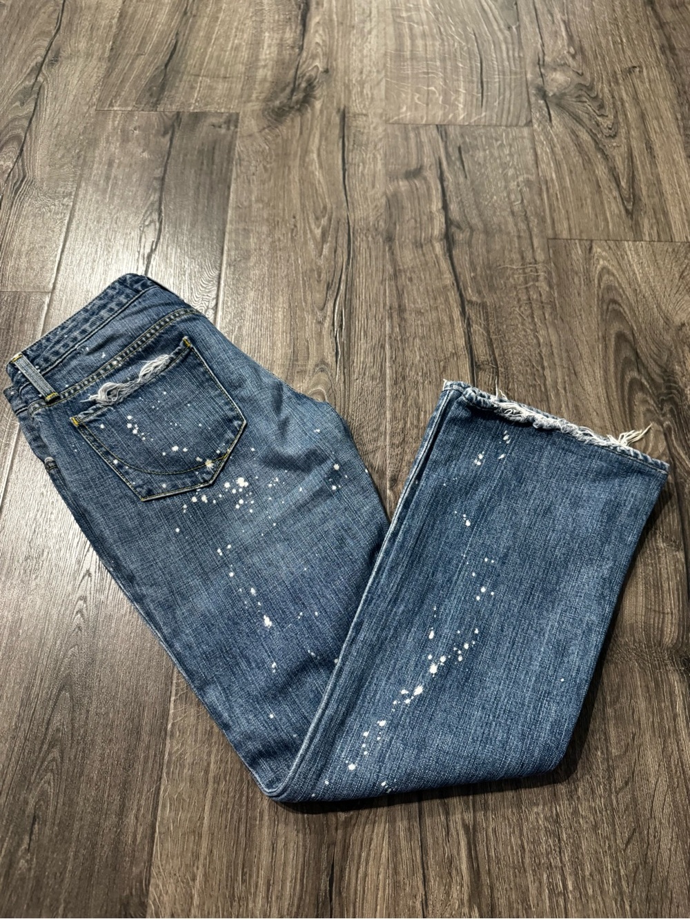 Paper Denim & Cloth Blue Straight-Leg Jeans with Paint-Splatter size 28 women